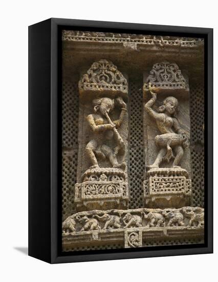 Details of Bas Relief of Orissa Dancers at Sun Temple, Konark, Orissa, India-Keren Su-Framed Stretched Canvas