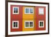 Details of facades and windows of typical wooden houses of fishermen in Svolvaer, Vagan, Lofoten Is-Roberto Moiola-Framed Photographic Print