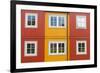 Details of facades and windows of typical wooden houses of fishermen in Svolvaer, Vagan, Lofoten Is-Roberto Moiola-Framed Photographic Print