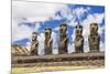Details of Moai at the 15 Moai Restored Ceremonial Site of Ahu Tongariki-Michael-Mounted Photographic Print