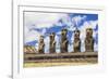 Details of Moai at the 15 Moai Restored Ceremonial Site of Ahu Tongariki-Michael-Framed Photographic Print