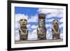 Details of Moai at the 15 Moai Restored Ceremonial Site of Ahu Tongariki-Michael-Framed Photographic Print