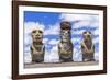 Details of Moai at the 15 Moai Restored Ceremonial Site of Ahu Tongariki-Michael-Framed Photographic Print