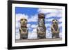 Details of Moai at the 15 Moai Restored Ceremonial Site of Ahu Tongariki-Michael-Framed Photographic Print