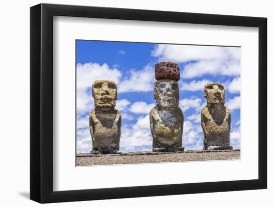 Details of Moai at the 15 Moai Restored Ceremonial Site of Ahu Tongariki-Michael-Framed Photographic Print