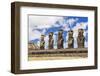 Details of Moai at the 15 Moai Restored Ceremonial Site of Ahu Tongariki-Michael-Framed Photographic Print