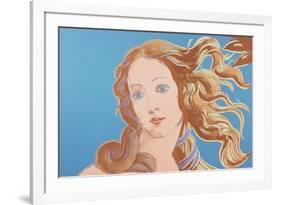 Details of Renaissance Paintings (Sandro Botticelli, Birth of Venus, 1482), 1984 (blue)-Andy Warhol-Framed Art Print