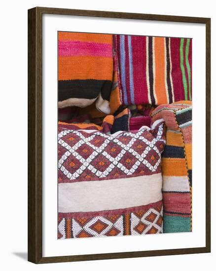 Details of the Carpet Souk, the Souqs of Marrakech, Marrakech, Morocco-Walter Bibikow-Framed Photographic Print