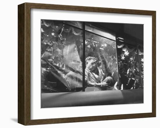 Detective Keeping Eye on Gamblers and Dealers in Casino-Nat Farbman-Framed Photographic Print