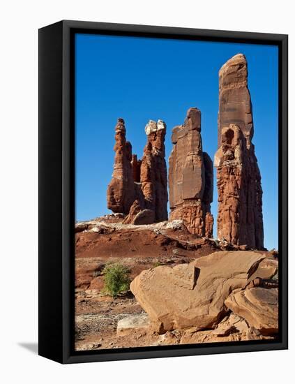 Determination Towers Monolith Group in Courthouse Pasture Northwest of Moab, Moab, Utah, Usa-Charles Crust-Framed Stretched Canvas