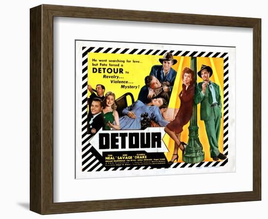 Detour, Tom Neal, Claudia Drake, Ann Savage, 1945-null-Framed Art Print