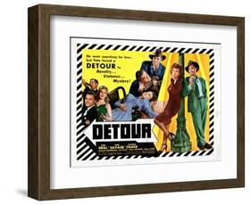 Detour, Tom Neal, Claudia Drake, Ann Savage, 1945-null-Framed Art Print