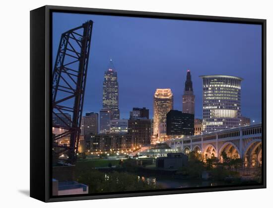 Detroit Avenue Bridge, Cleveland, Ohio, USA-Walter Bibikow-Framed Stretched Canvas