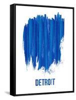 Detroit Brush Stroke Skyline - Blue-NaxArt-Framed Stretched Canvas