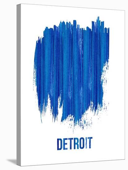 Detroit Brush Stroke Skyline - Blue-NaxArt-Stretched Canvas