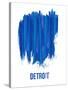 Detroit Brush Stroke Skyline - Blue-NaxArt-Stretched Canvas