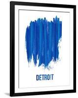 Detroit Brush Stroke Skyline - Blue-NaxArt-Framed Art Print