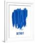 Detroit Brush Stroke Skyline - Blue-NaxArt-Framed Art Print