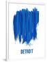 Detroit Brush Stroke Skyline - Blue-NaxArt-Framed Art Print