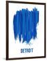 Detroit Brush Stroke Skyline - Blue-NaxArt-Framed Art Print