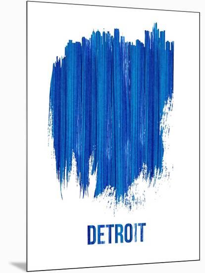 Detroit Brush Stroke Skyline - Blue-NaxArt-Mounted Art Print