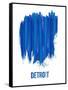 Detroit Brush Stroke Skyline - Blue-NaxArt-Framed Stretched Canvas