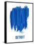 Detroit Brush Stroke Skyline - Blue-NaxArt-Framed Stretched Canvas