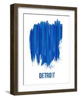 Detroit Brush Stroke Skyline - Blue-NaxArt-Framed Art Print