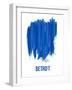 Detroit Brush Stroke Skyline - Blue-NaxArt-Framed Art Print