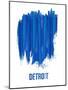 Detroit Brush Stroke Skyline - Blue-NaxArt-Mounted Art Print