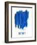 Detroit Brush Stroke Skyline - Blue-NaxArt-Framed Art Print