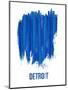 Detroit Brush Stroke Skyline - Blue-NaxArt-Mounted Art Print