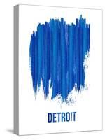 Detroit Brush Stroke Skyline - Blue-NaxArt-Stretched Canvas