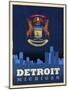 Detroit City Flag-Red Atlas Designs-Mounted Giclee Print