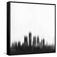 Detroit City Skyline - Black-NaxArt-Framed Stretched Canvas