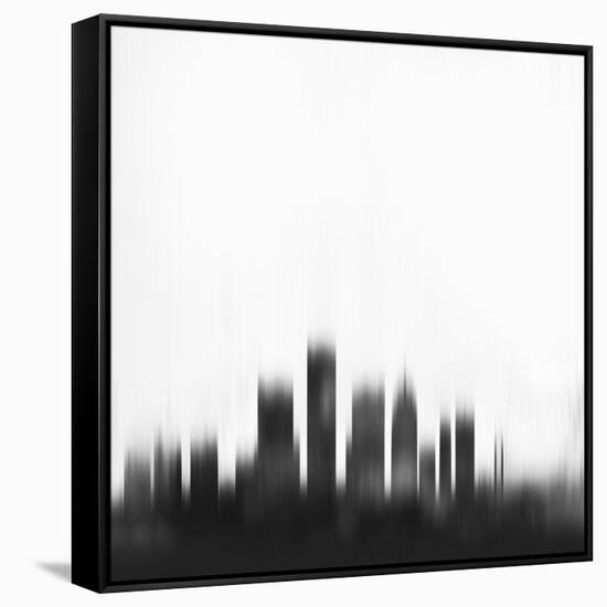 Detroit City Skyline - Black-NaxArt-Framed Stretched Canvas
