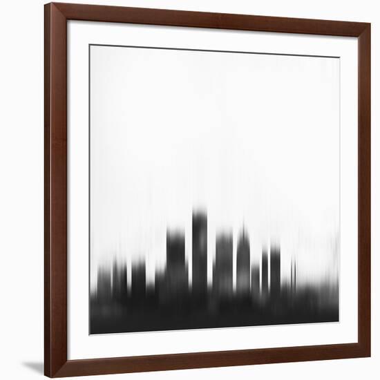 Detroit City Skyline - Black-NaxArt-Framed Art Print