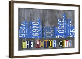 Detroit City Skyline License Plate Art-Design Turnpike-Framed Giclee Print