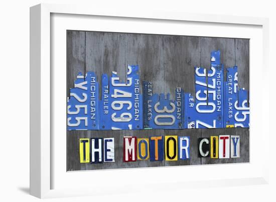 Detroit City Skyline License Plate Art-Design Turnpike-Framed Giclee Print