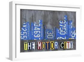 Detroit City Skyline License Plate Art-Design Turnpike-Framed Giclee Print