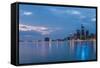 Detroit City Skyline-ncortez-Framed Stretched Canvas