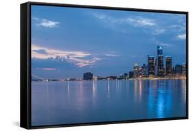 Detroit City Skyline-ncortez-Framed Stretched Canvas