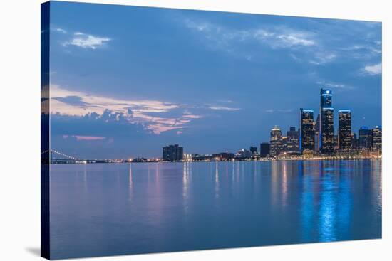 Detroit City Skyline-ncortez-Stretched Canvas