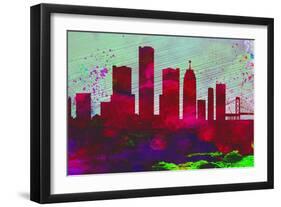 Detroit City Skyline-NaxArt-Framed Art Print