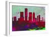 Detroit City Skyline-NaxArt-Framed Art Print