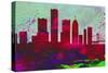 Detroit City Skyline-NaxArt-Stretched Canvas