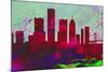 Detroit City Skyline-NaxArt-Mounted Art Print