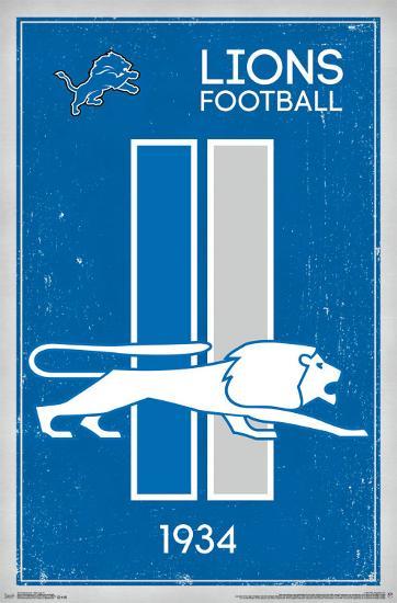 DETROIT LIONS - RETRO LOGO 14-null-Lamina Framed Poster