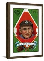 Detroit, MI, Detroit Tigers, Tyrus Raymond Cobb, Baseball Card-Lantern Press-Framed Art Print