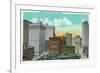 Detroit, Michigan - Aerial View of Downtown-Lantern Press-Framed Premium Giclee Print